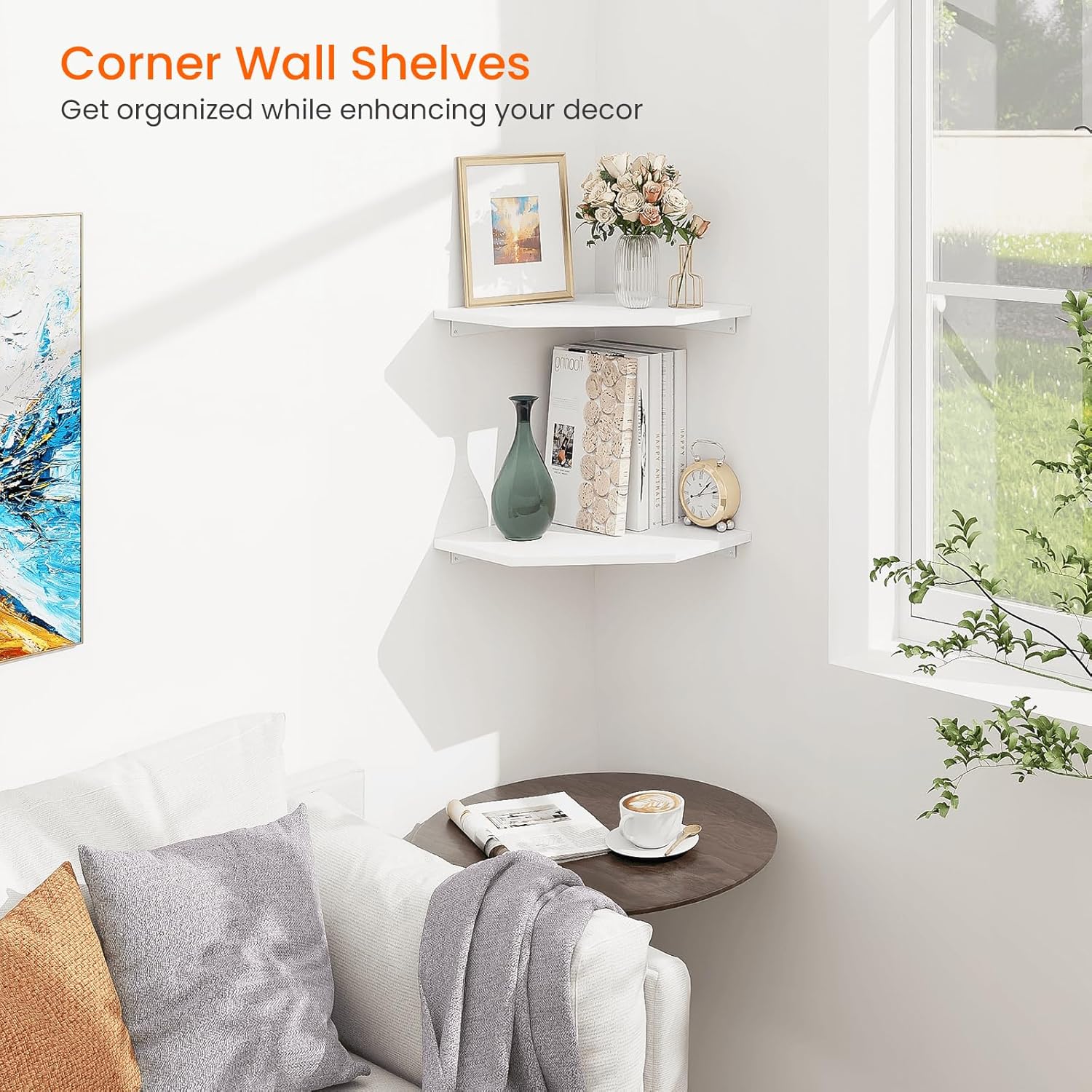 Homode Corner Floating Shelves Set of 2 White