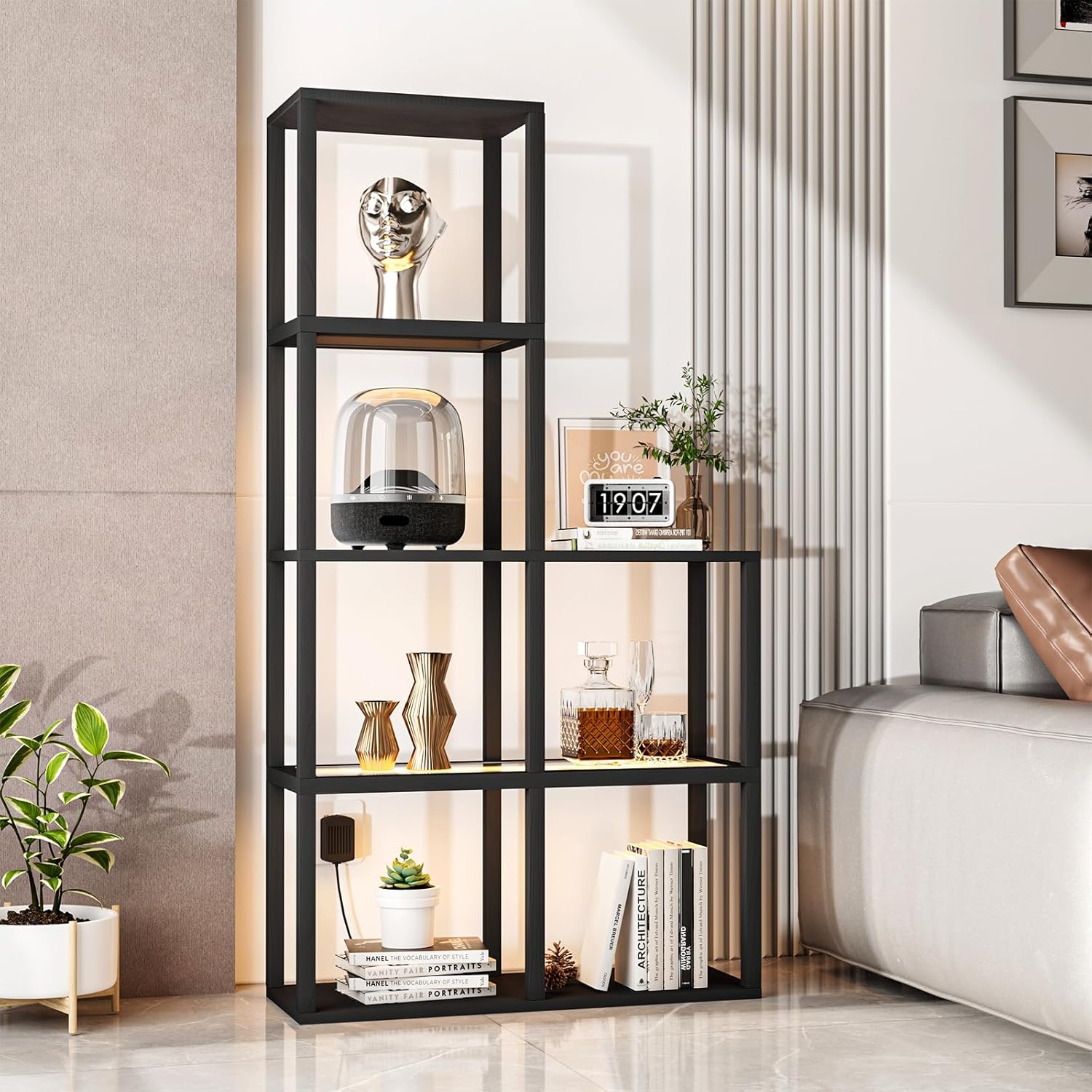 Modern 5-Tier LED Light Corner Display Shelf