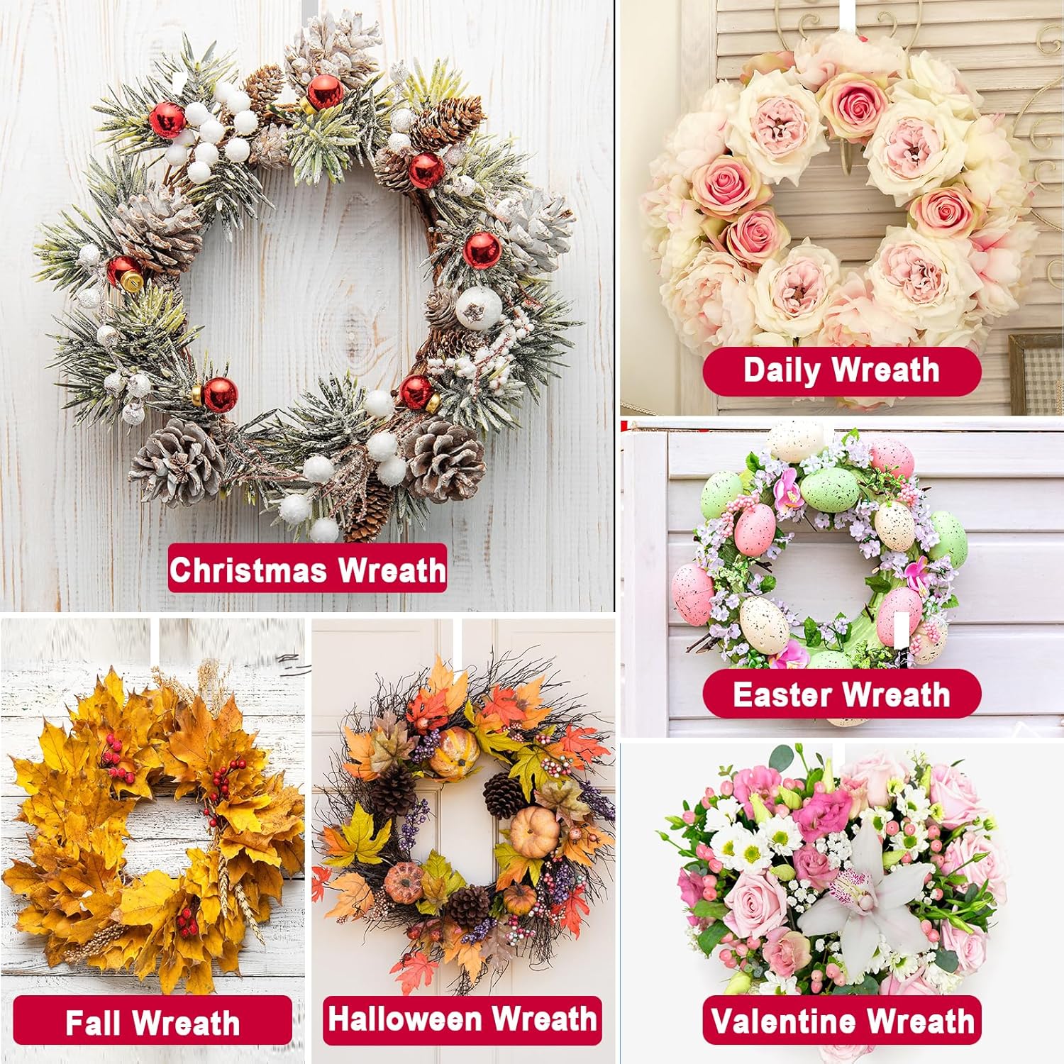 4 Pack Solid Wreath Hangers for Front Door