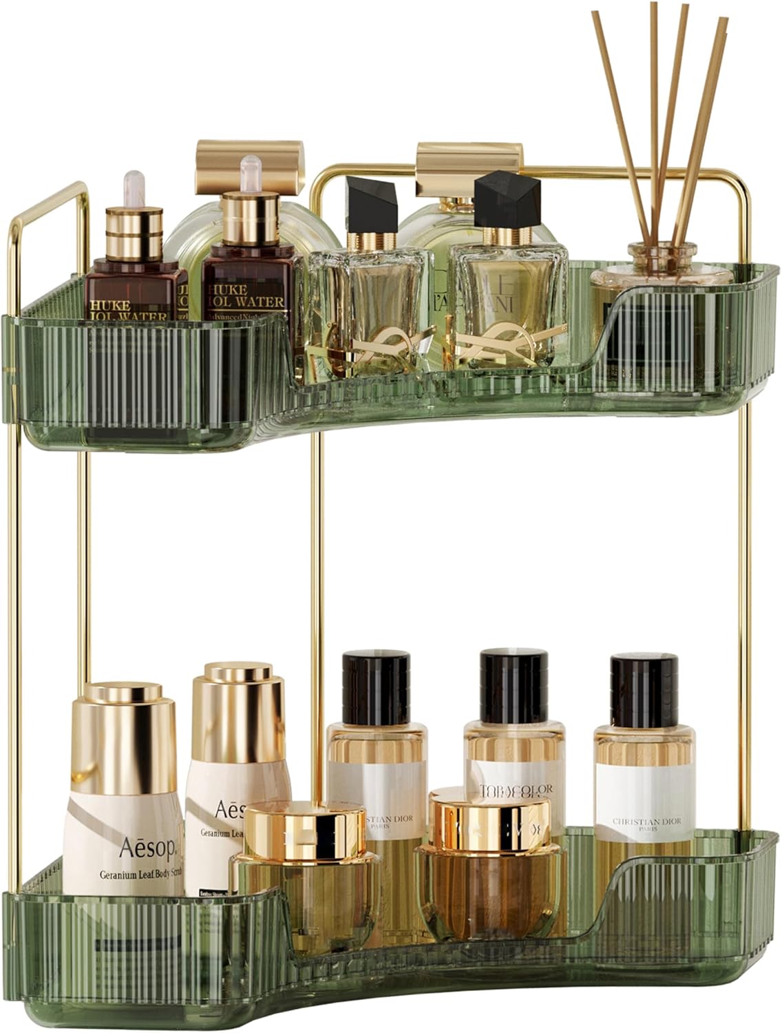 YCIADONE Corner Counter Organizer 2 Tiers Cosmetic Tray