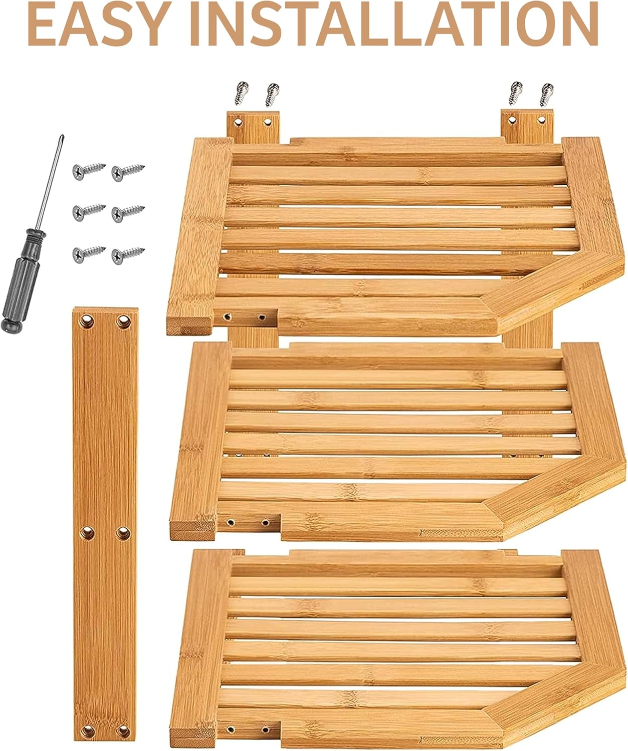 RoyalHouse Bamboo 3-Tier Corner Shelf Organizer