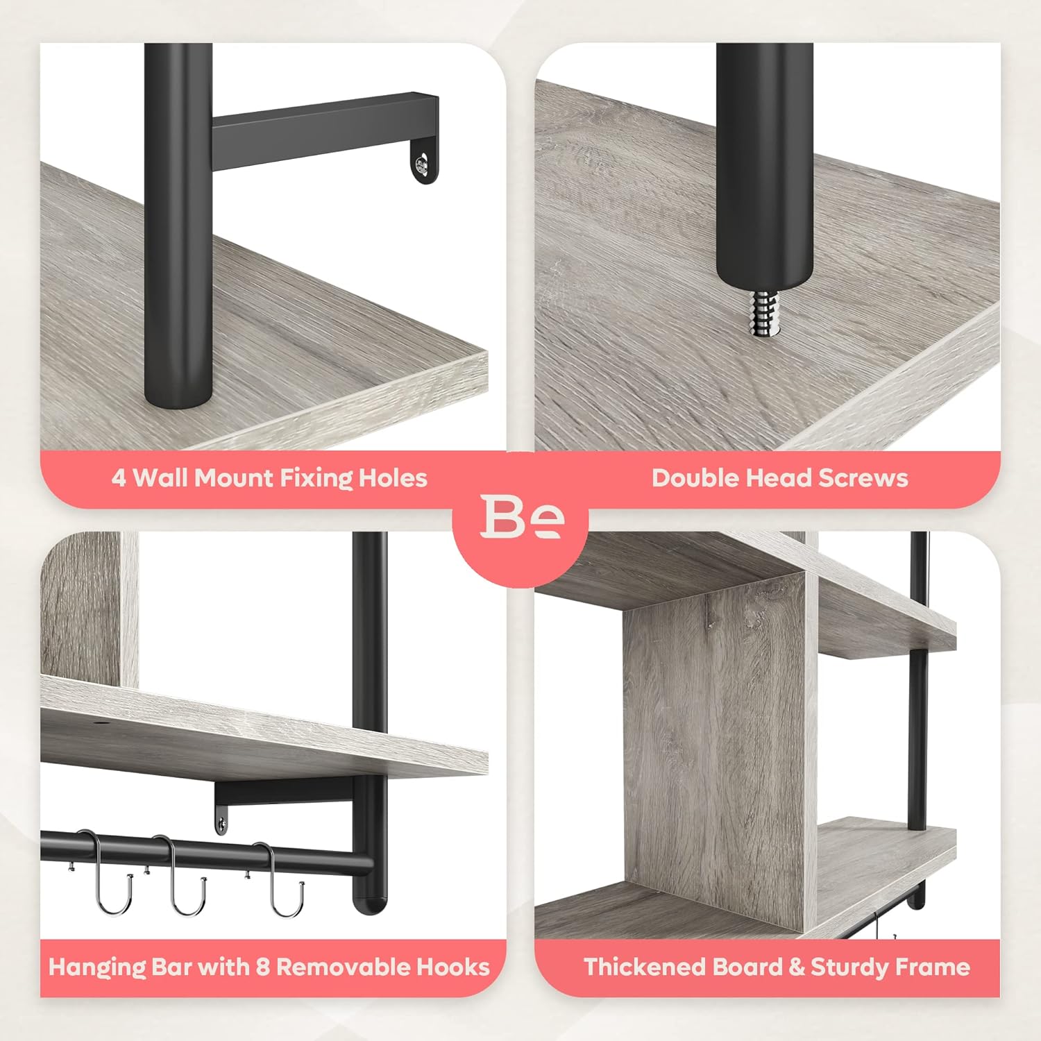 Bestier 415 Inch Floating Pipe Shelving 3 Tier Ladder Shelf