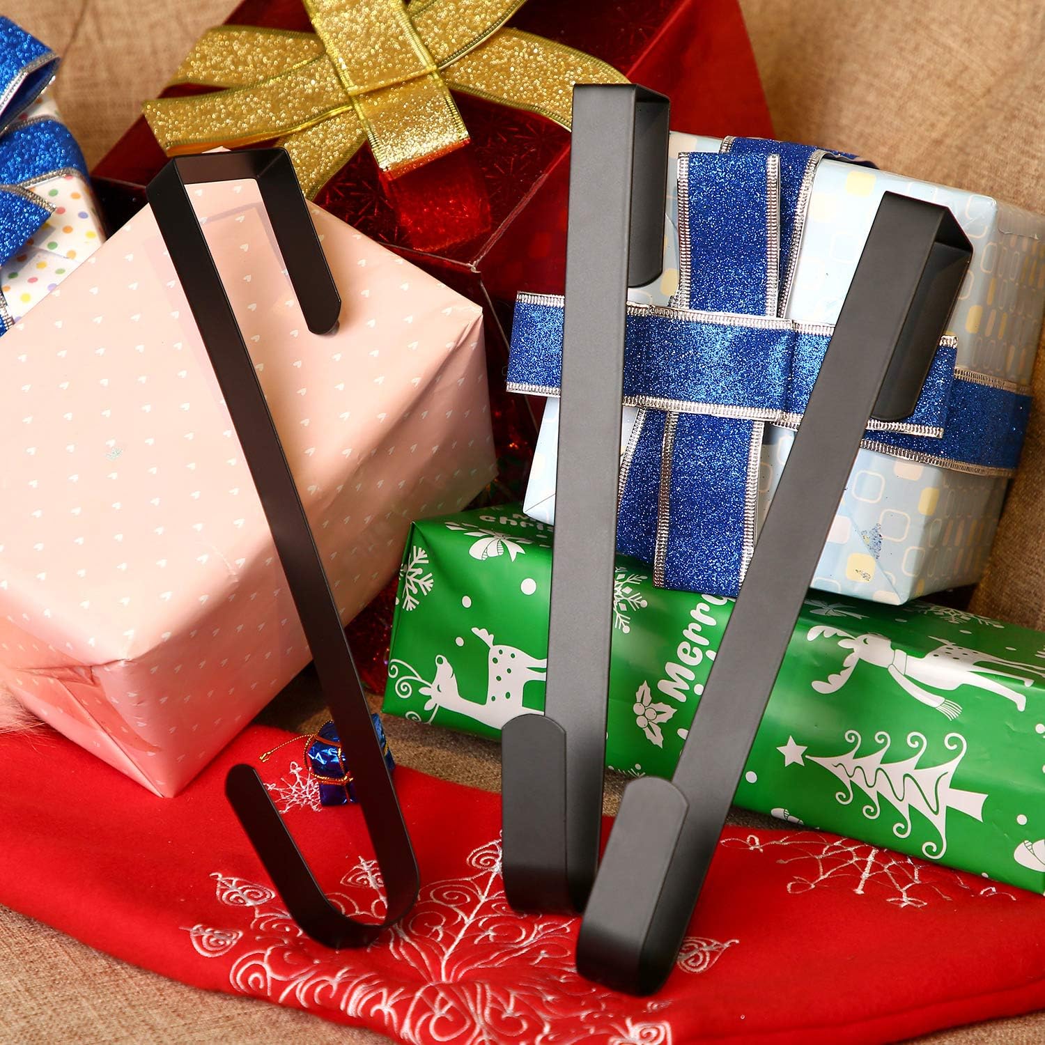 Zhehao 3 Piece Christmas Decor Metal Wreath Hangers