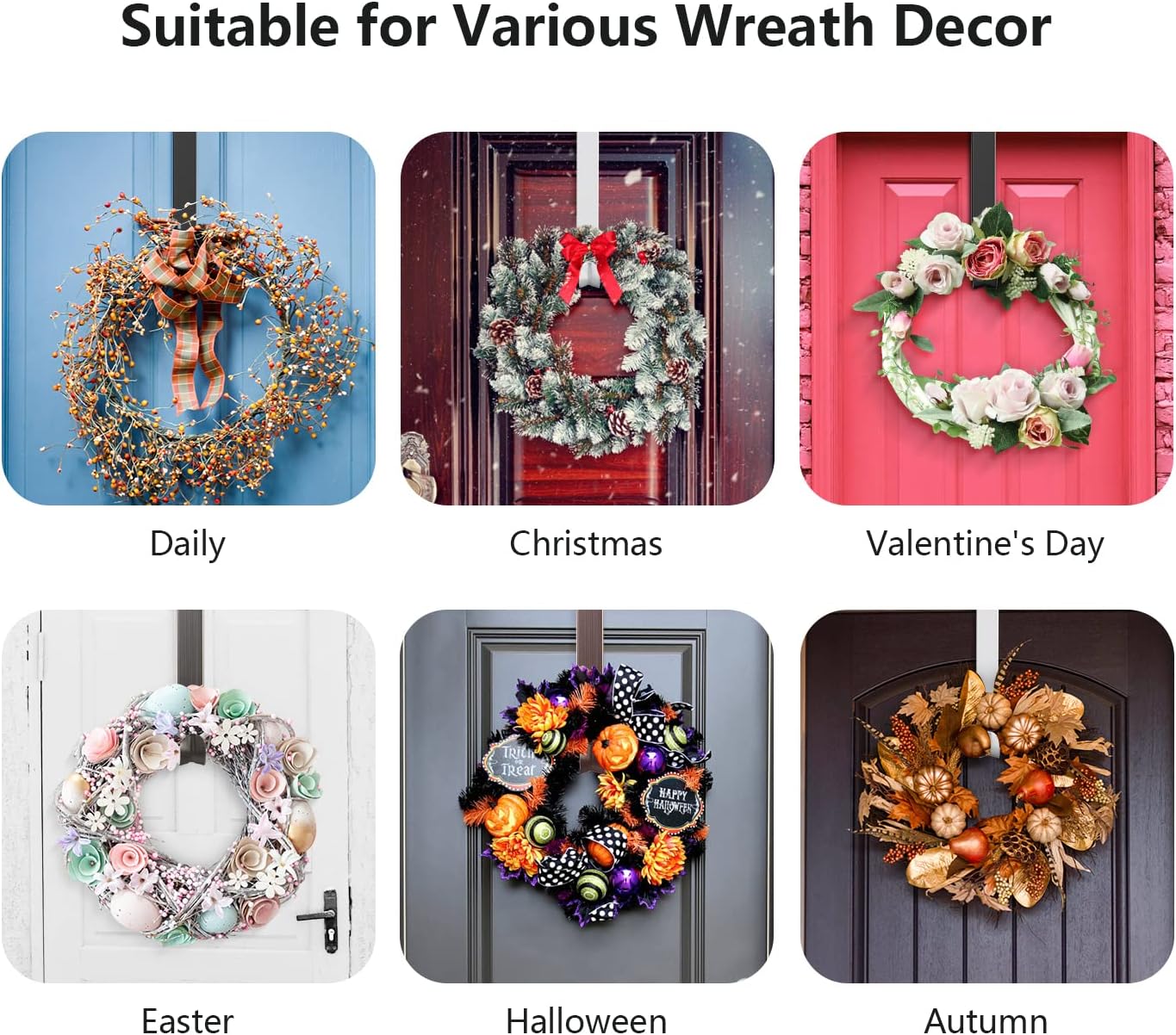Adjustable Wreath Hanger for Door 20lbs Capacity