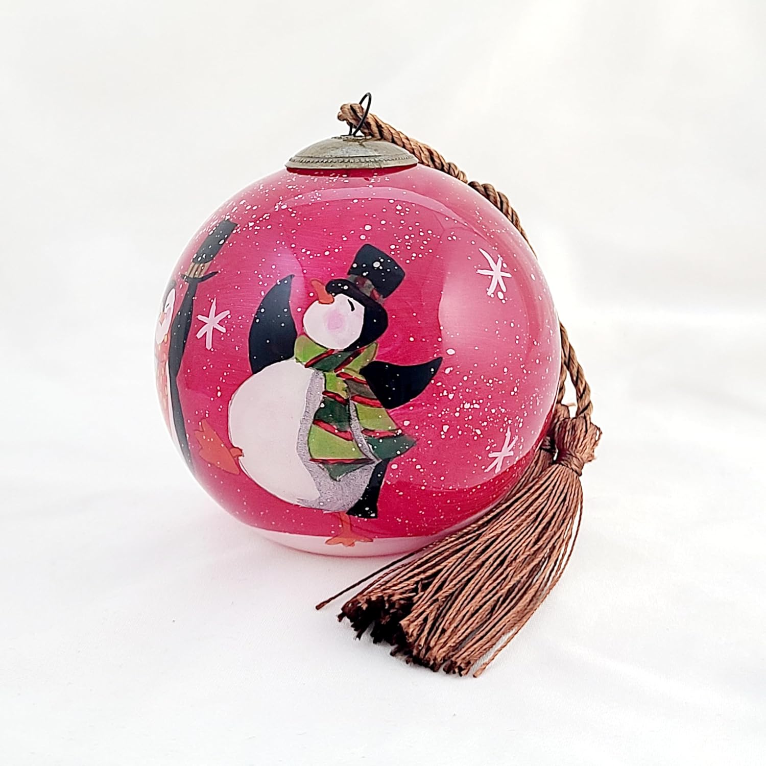 OKEA Snowman Penguin Dance Glass Ornament