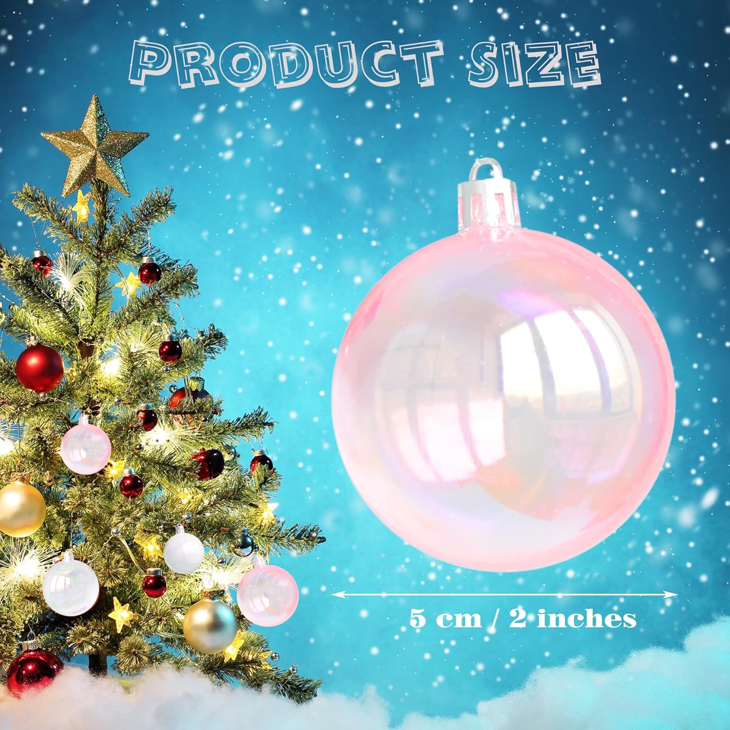 12 Pcs Iridescent Plastic Christmas Ornaments