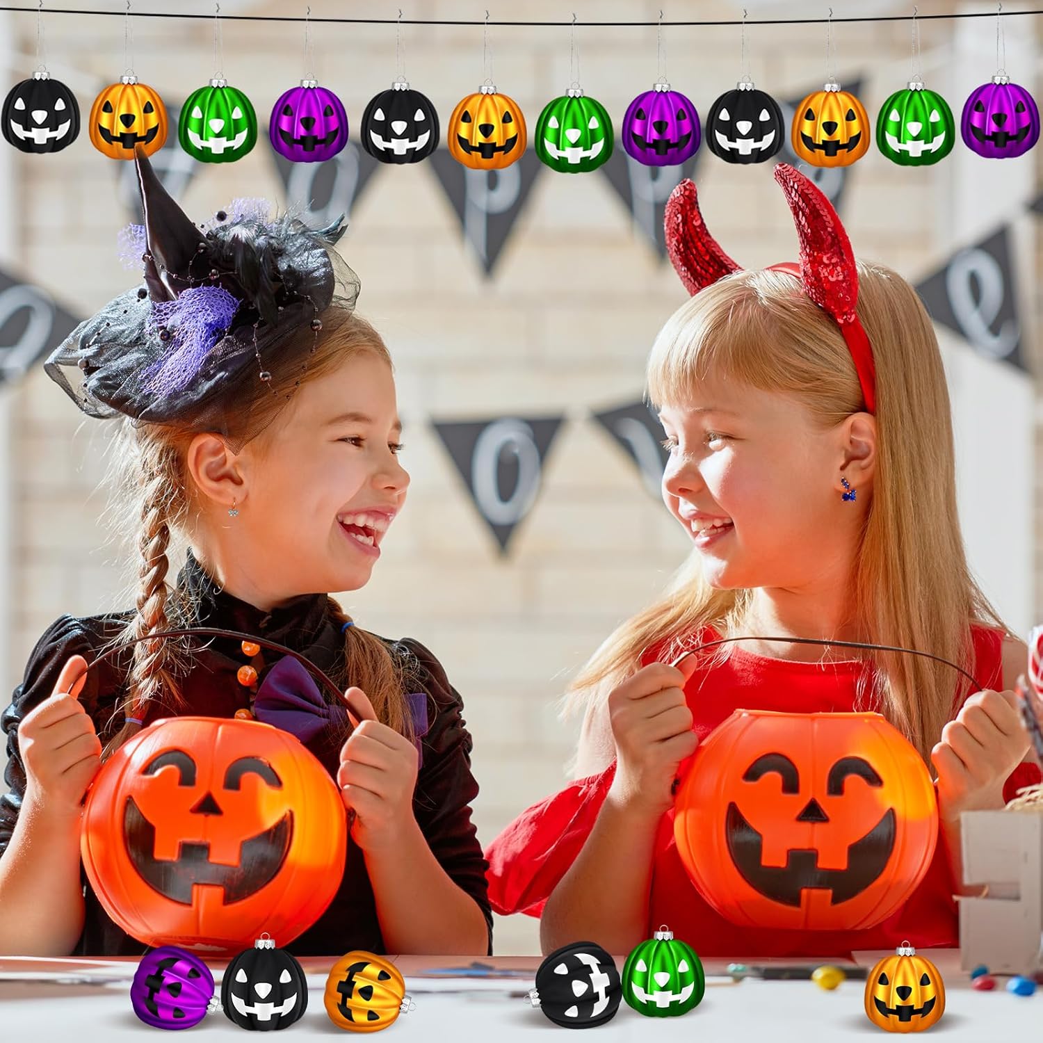 Zhanmai Halloween Pumpkin Hanging Ornaments 12 Pcs Set