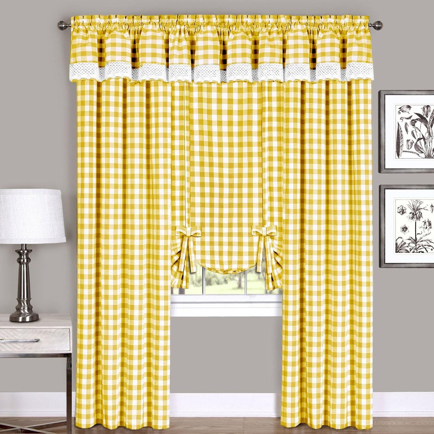 Farmhouse Curtains Buffalo Plaid Gingham Checkered Pair