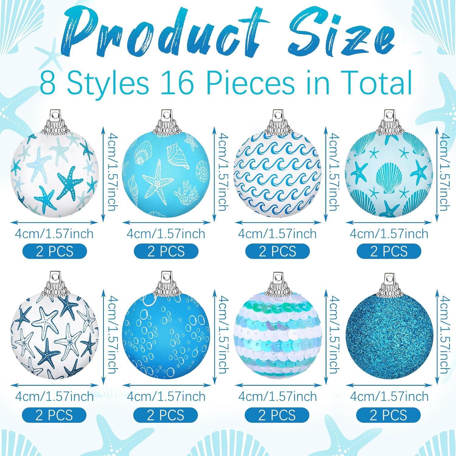 16 Pcs Summer Tree Decorations Sea Animal Hanging Ornaments