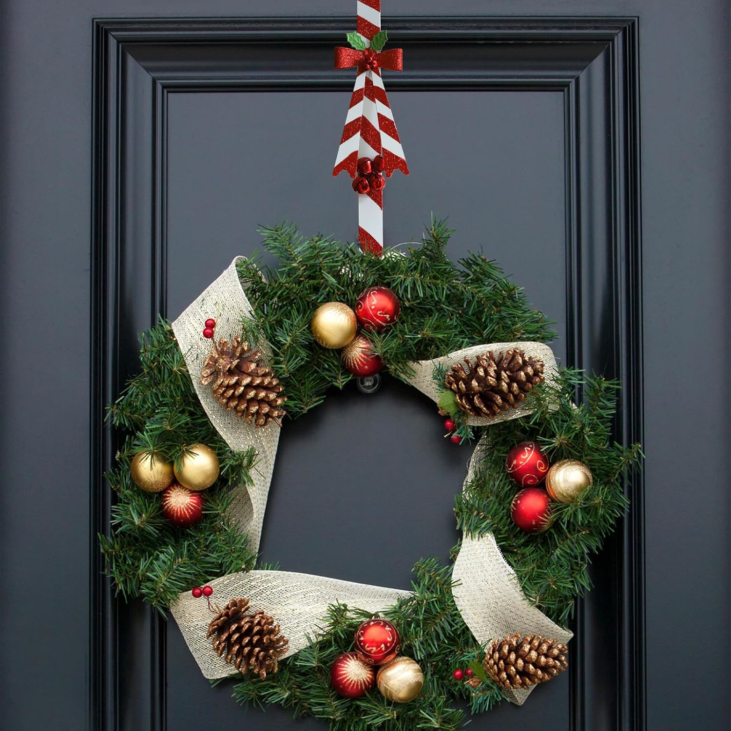 2 Pack Candy Cane Wreath Hangers for Front Door