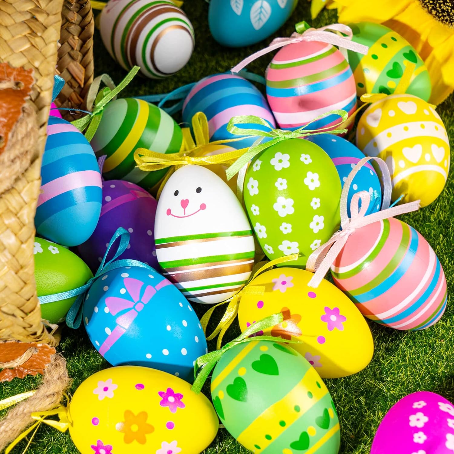 24 Pcs Multicolored Easter Hanging Eggs Set