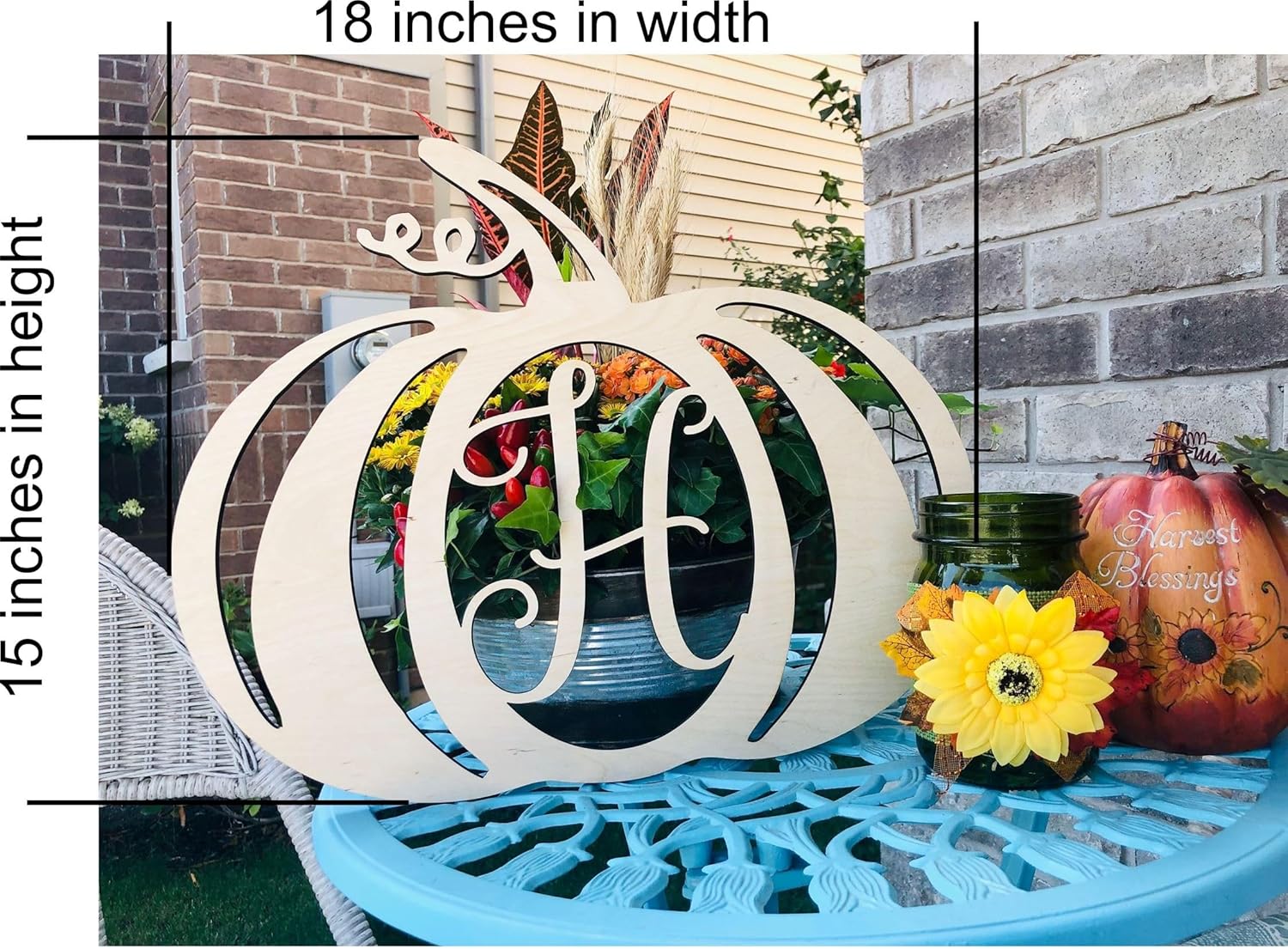 DistinctAndUnique Halloween Pumpkin Monogram Door Hanger - Transparent Red Acrylic