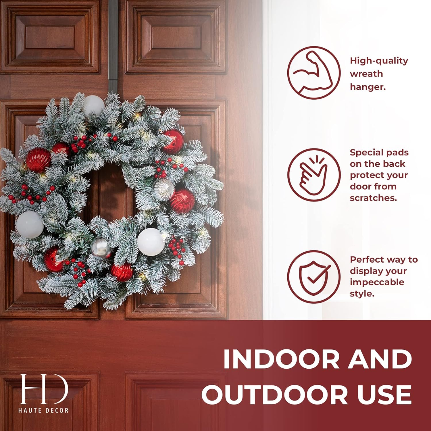 Haute Decor Adjustable Wreath Hanger Brushed Nickel