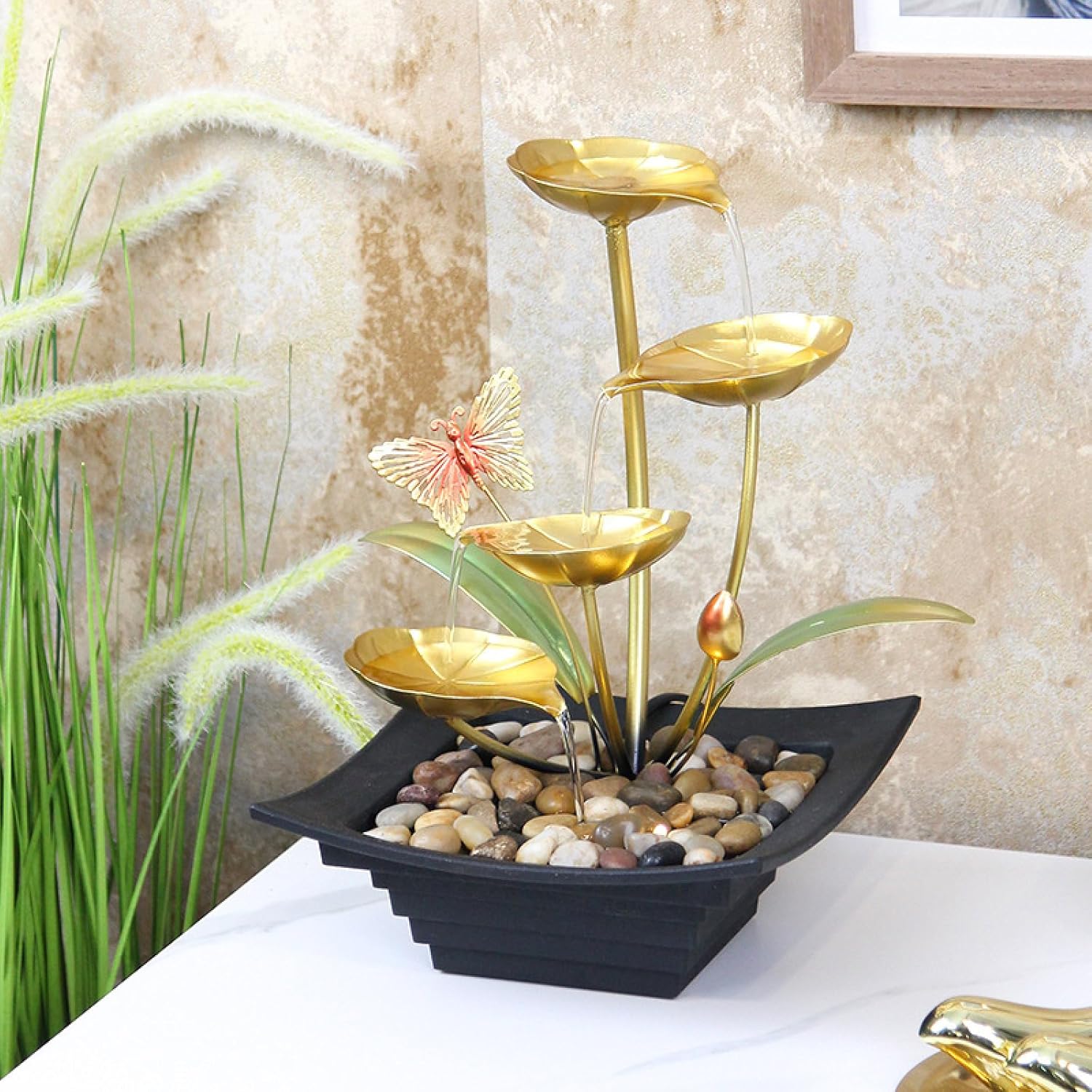 APLUSH Tabletop Fountain with River Rocks