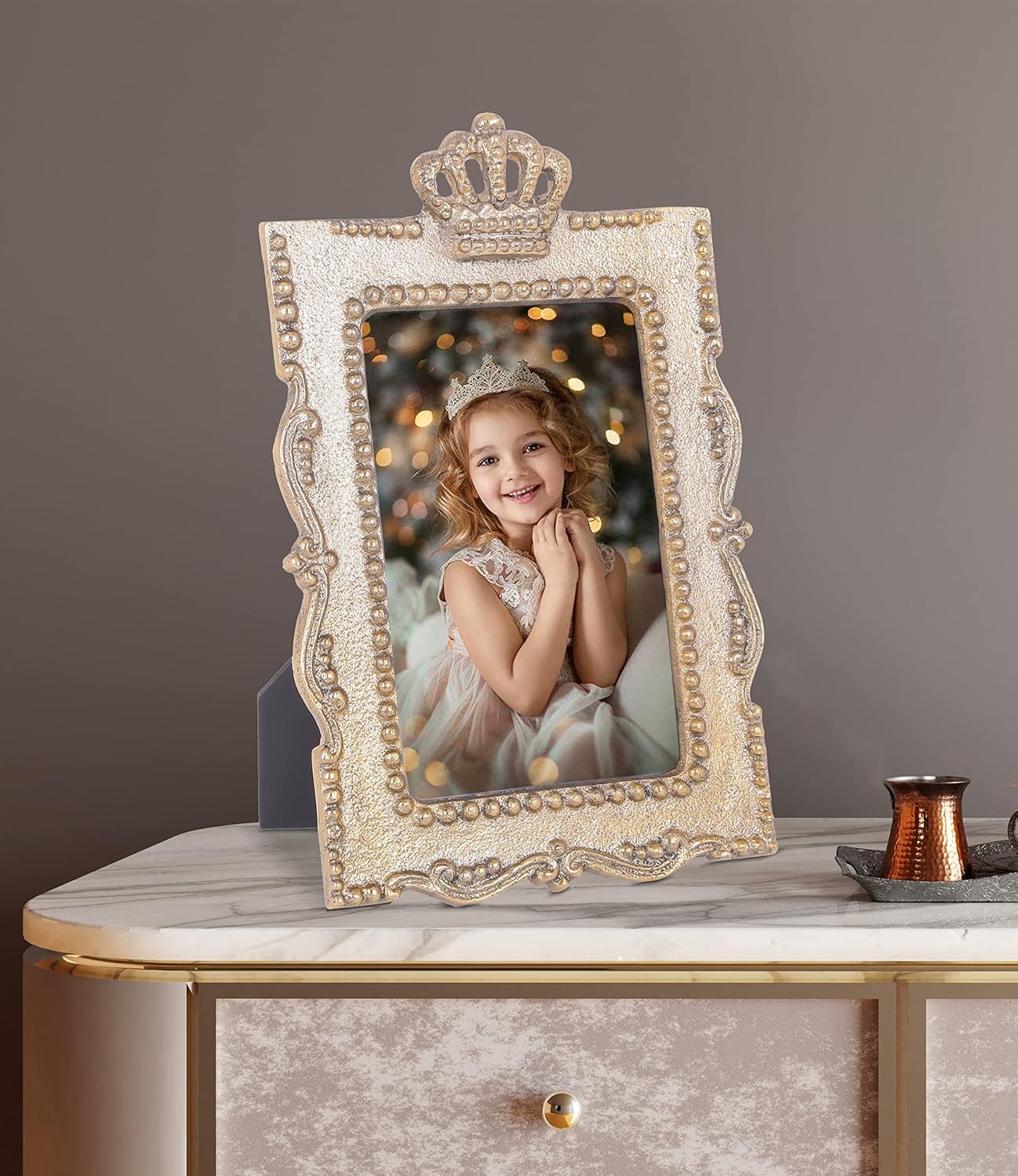 4x6 Gold Princess Crown Handcrafted Picture Frame