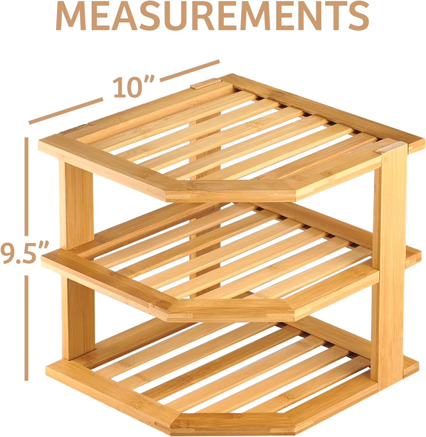 RoyalHouse Bamboo 3-Tier Corner Shelf Organizer