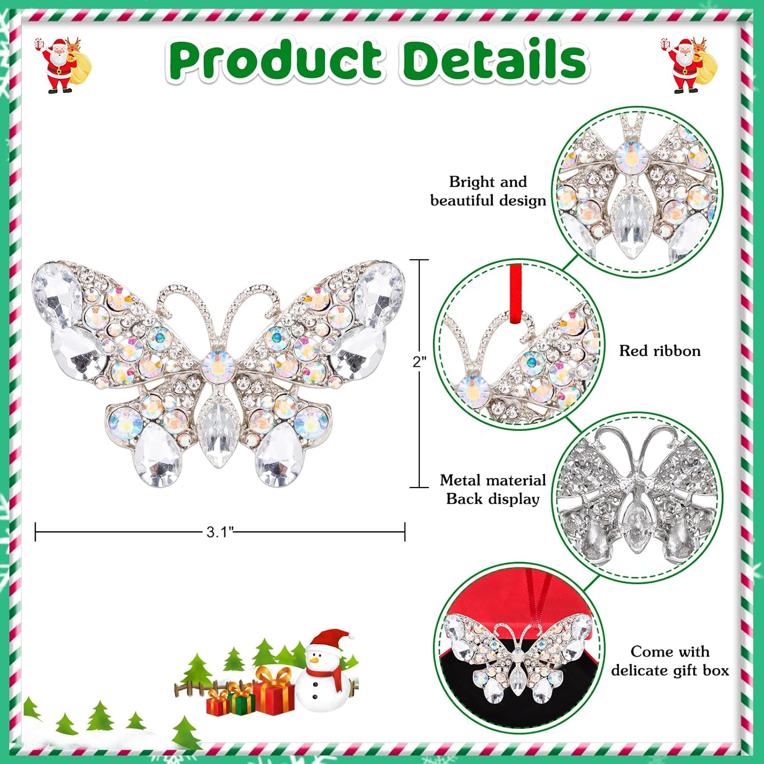 D24TIME Metal Butterfly Christmas Ornaments 2025