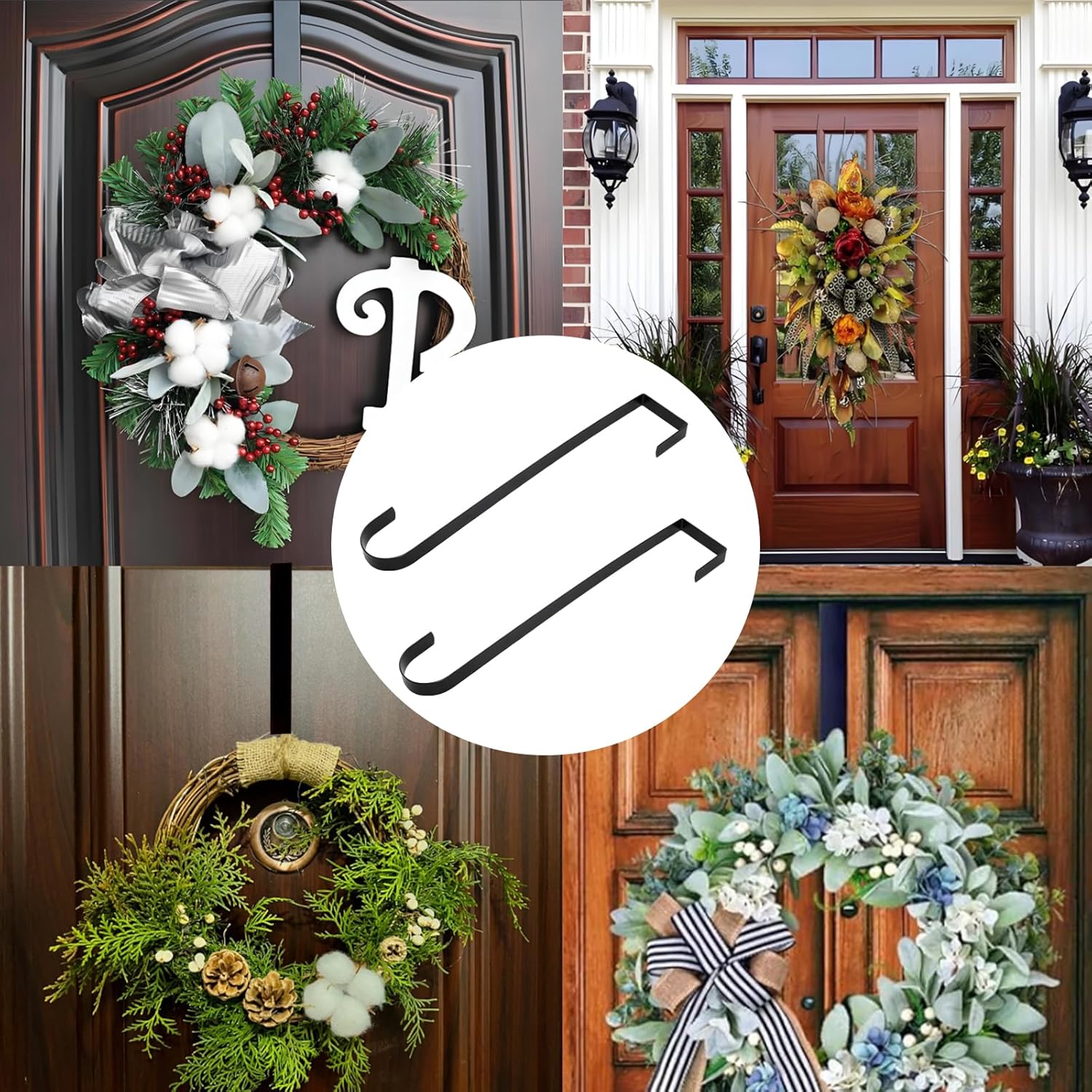 2 Pack Wreath Hanger Hooks Metal Hooks for Door