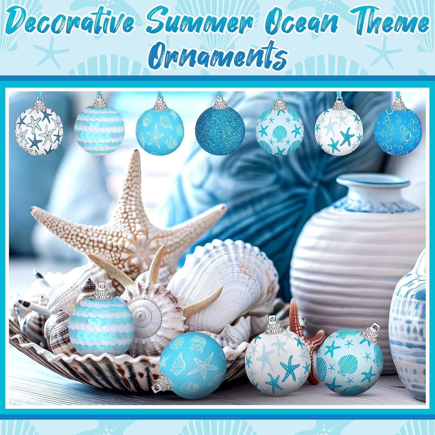 16 Pcs Summer Tree Decorations Sea Animal Hanging Ornaments