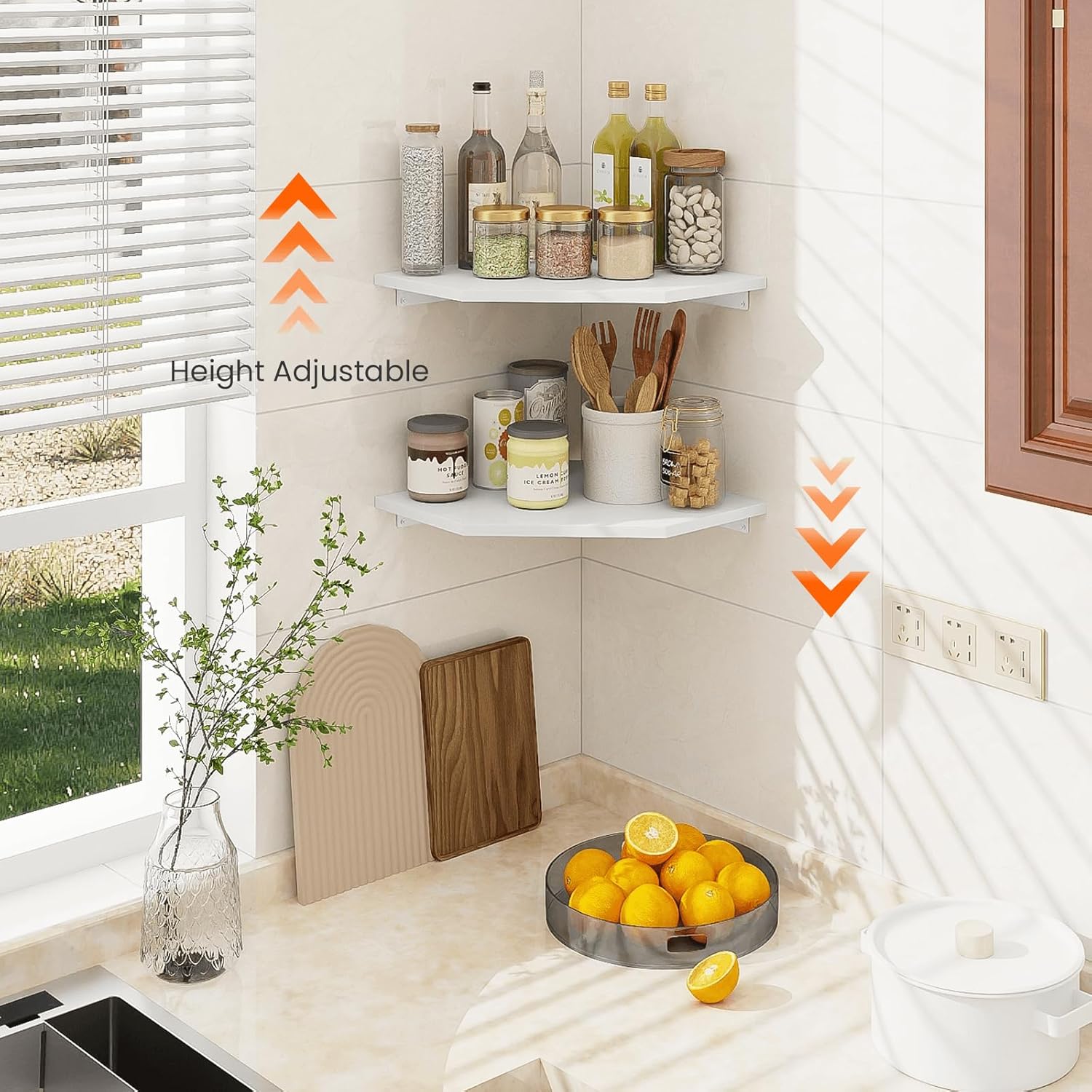 Homode Corner Floating Shelves Set of 2 White