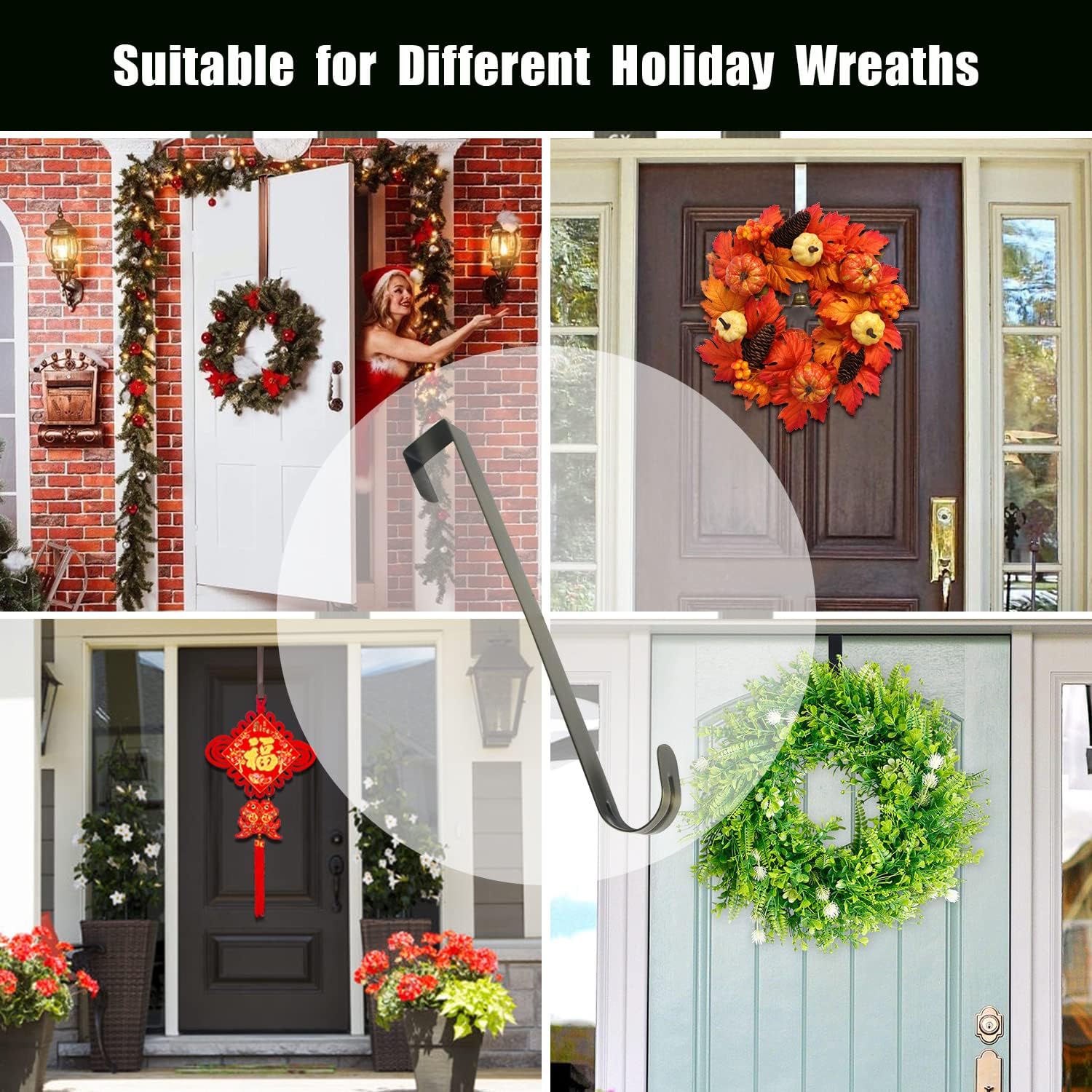 GameXcel 15 Inch Brass Wreath Hanger for Front Door