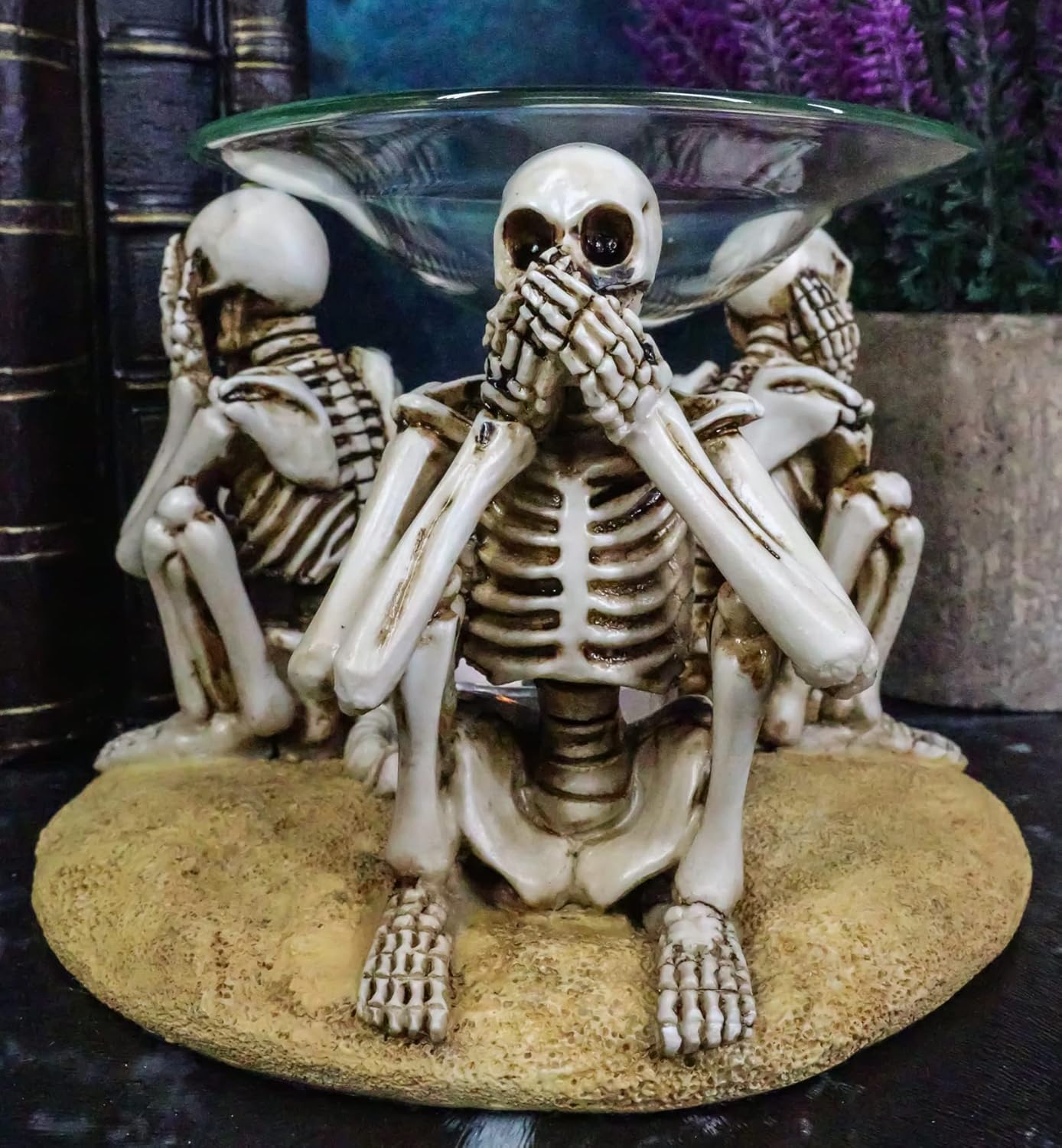 Ebros Gift See Hear Speak No Evil Skeleton Candle Warmer
