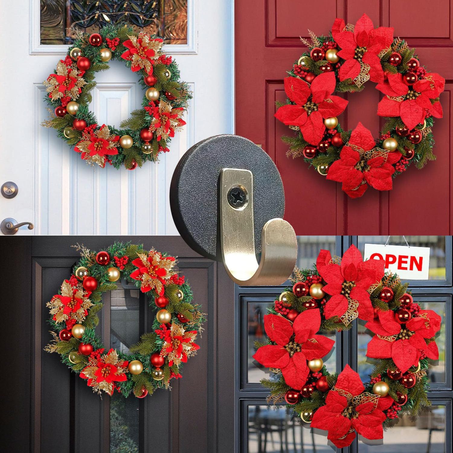 XXhailan 2 Pack Magnetic Hooks Wreath Hanger Door Decor