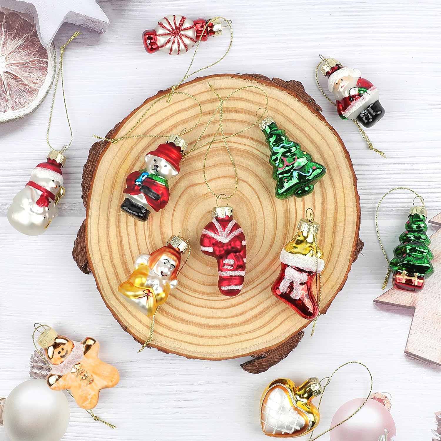 12PCS Glass Christmas Ornaments for Tree and Wreath