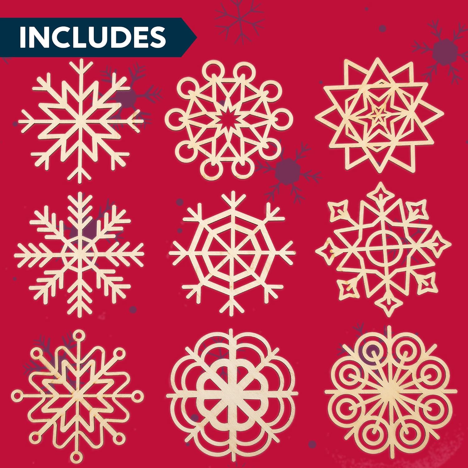 JOIEDOMI 36 Piece Snowflake Wooden Christmas Ornaments Set
