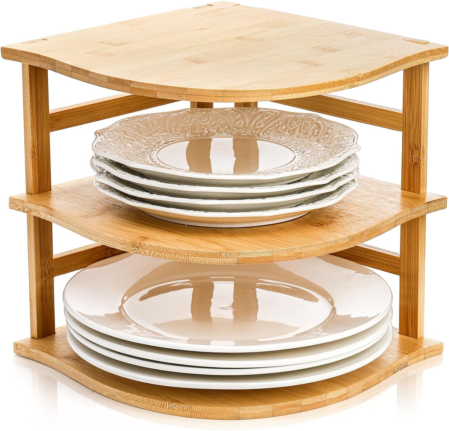Goaste 3-Tier Bamboo Corner Shelf Kitchen Organizer