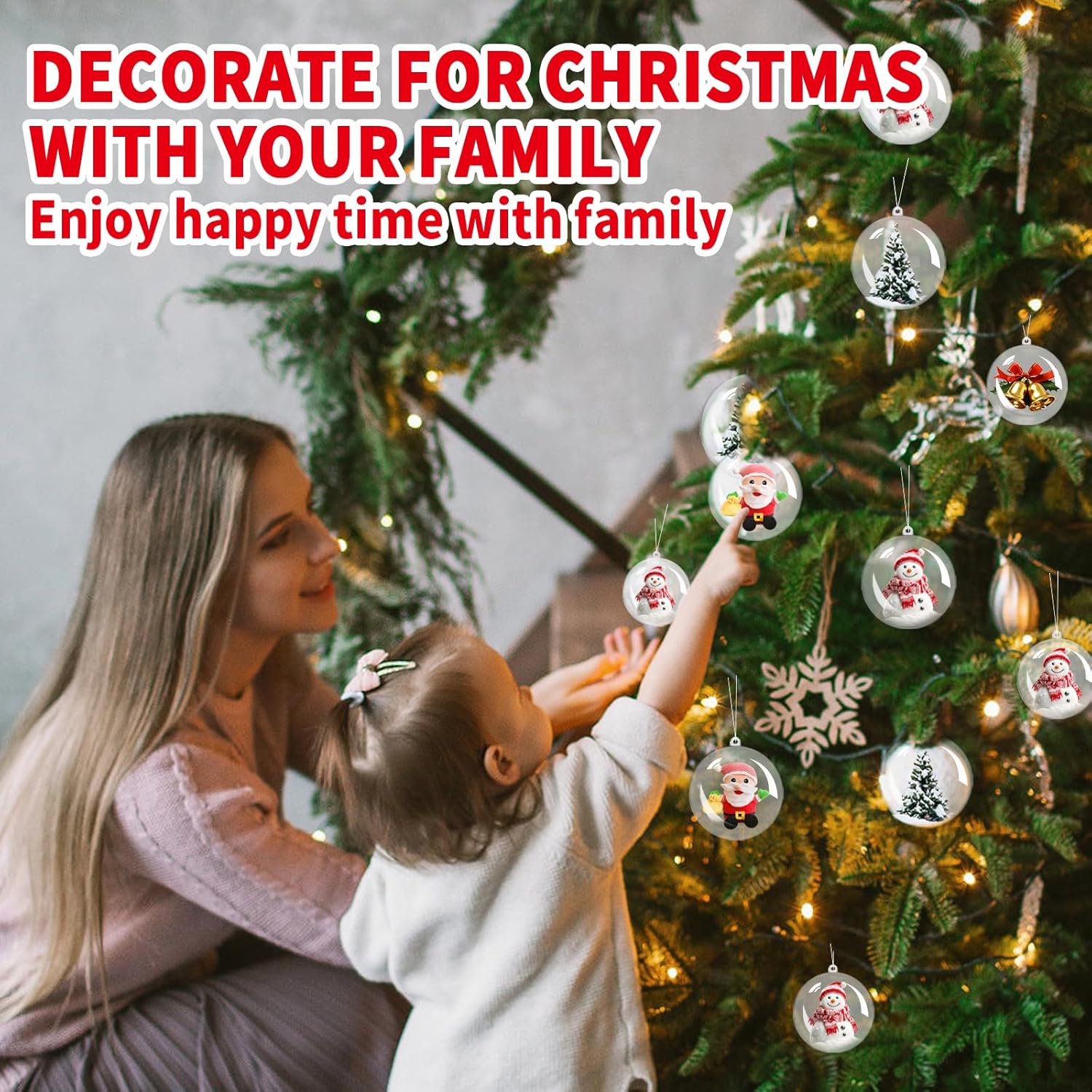 50 Pcs Clear Plastic Fillable Ornaments for Christmas Decor
