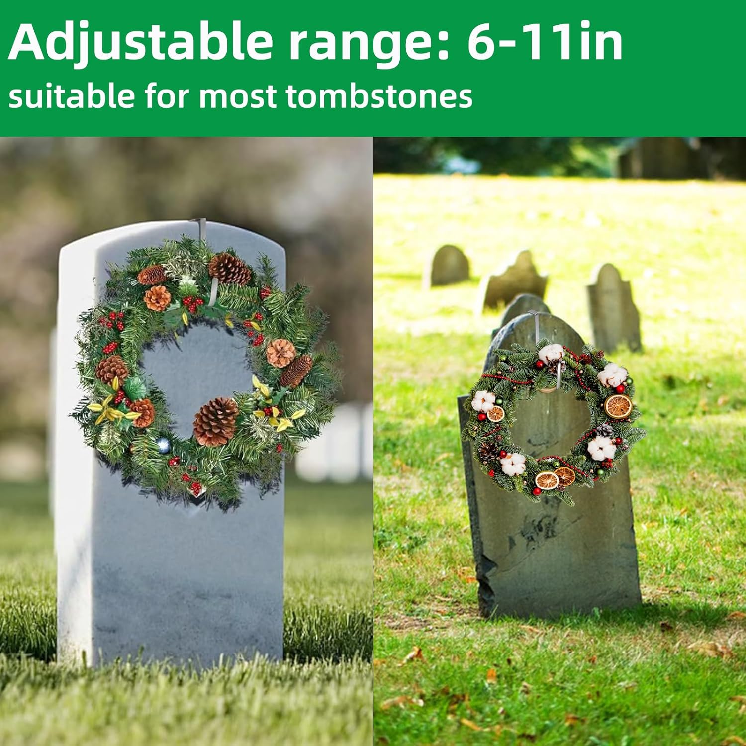 6Pcs Stainless Steel Christmas Grave Wreath Hanger