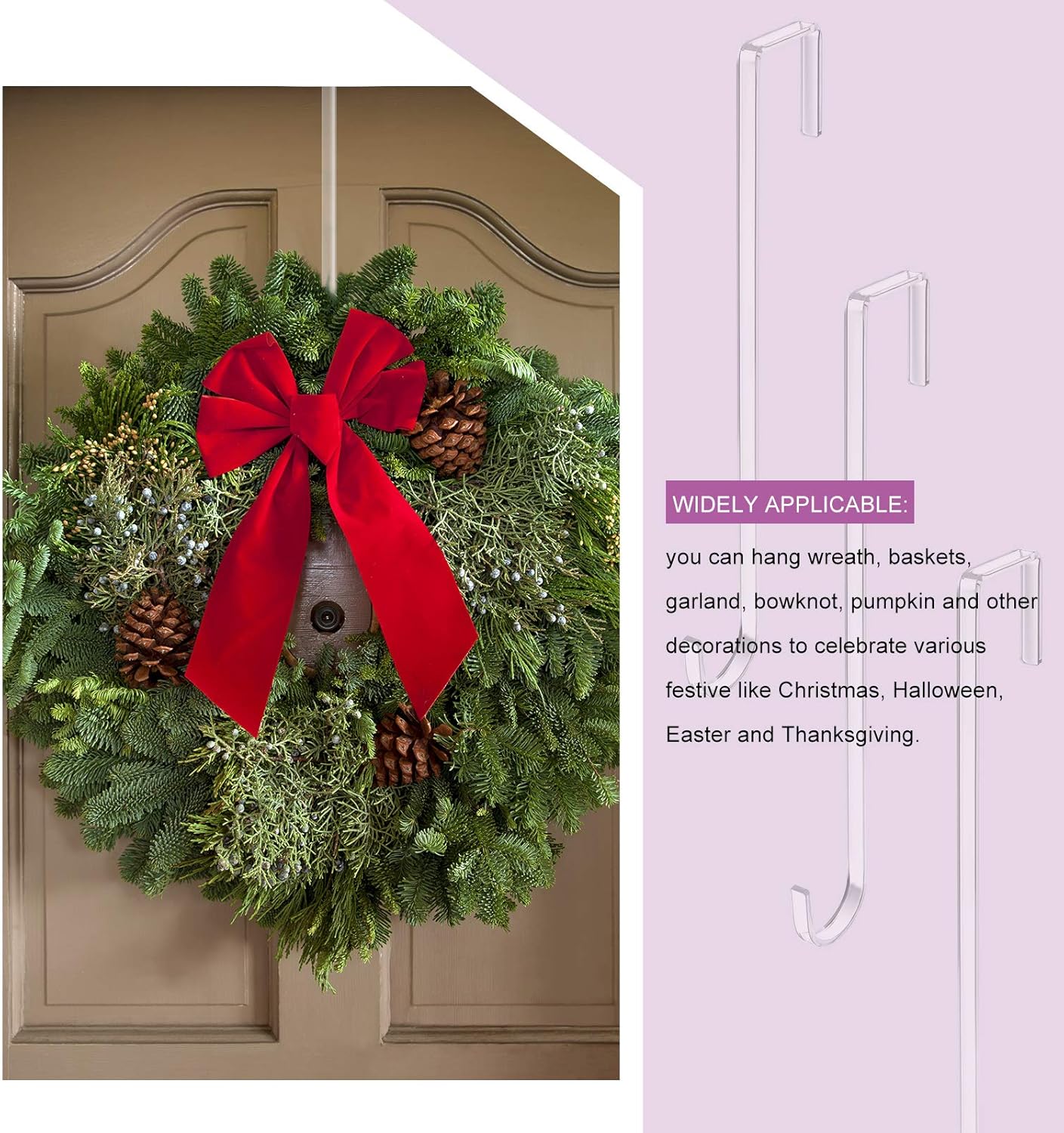 Ripeng 6 Piece 12 Inch Plastic Wreath Hanger for Front Door