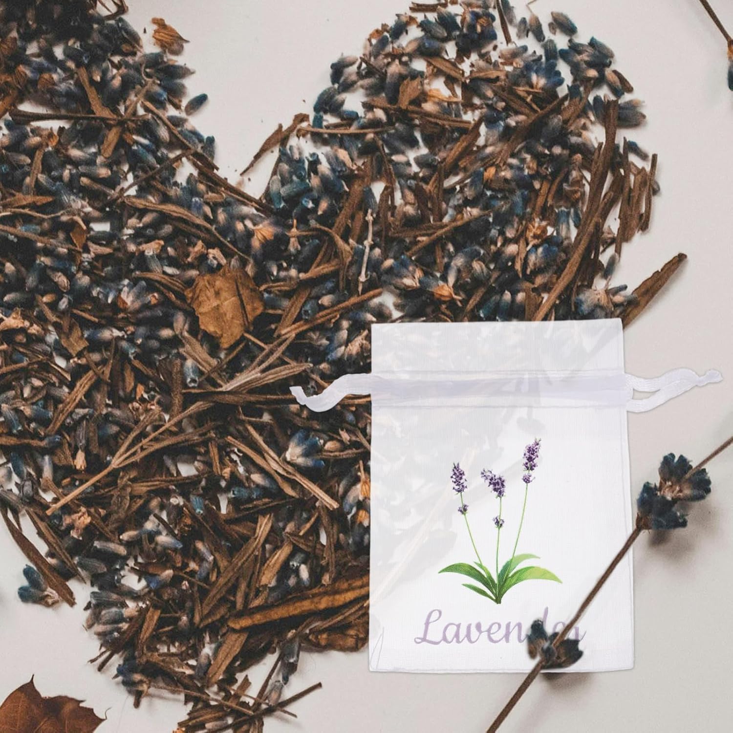 20pcs Lavender Embroidered Organza Sachet Bags for Herbs Spices Jewelry