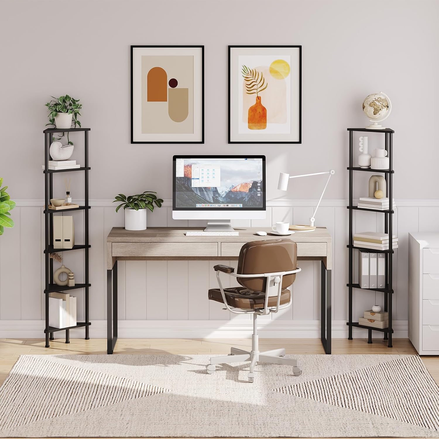 HOOBRO 6-Tier Corner Bookshelf with Metal Frame Black BK36CJ01