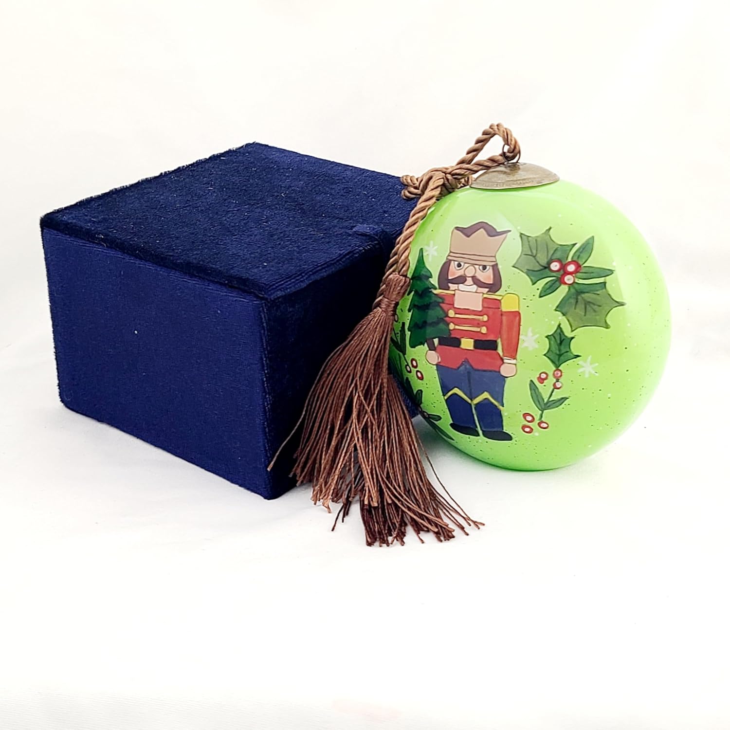 Inside-Painted Glass Nutcracker Soldier Ornament