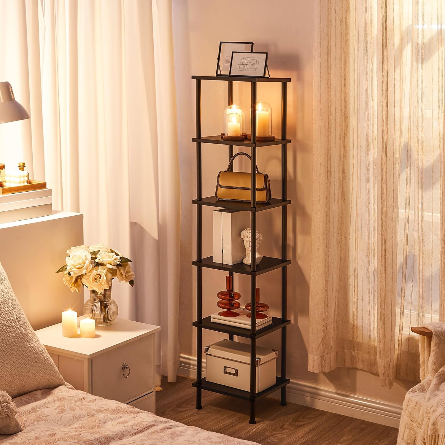 HOOBRO 6-Tier Corner Shelf Black BK55CJ01