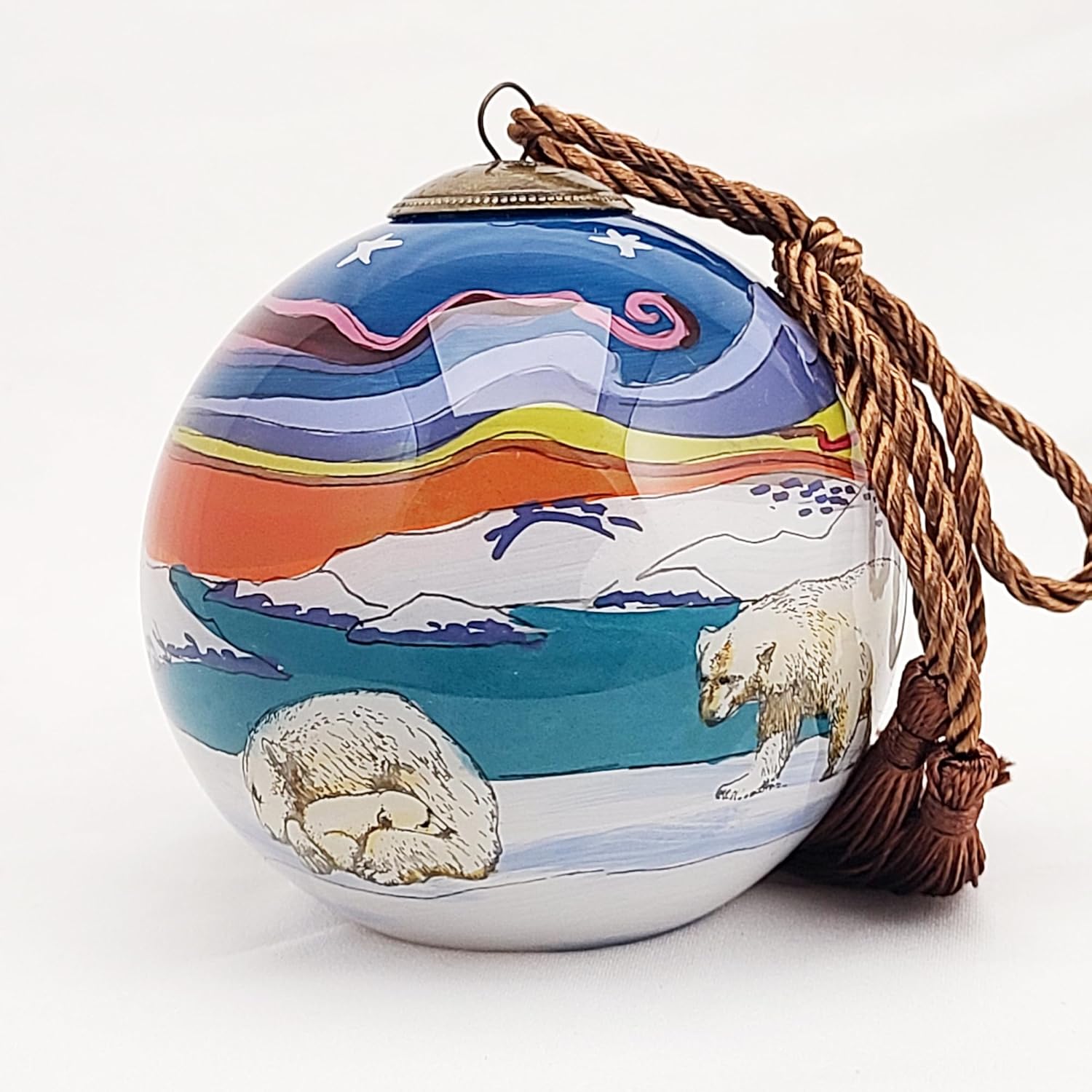 Polar Bear Glass Ball Ornament Manual Painted