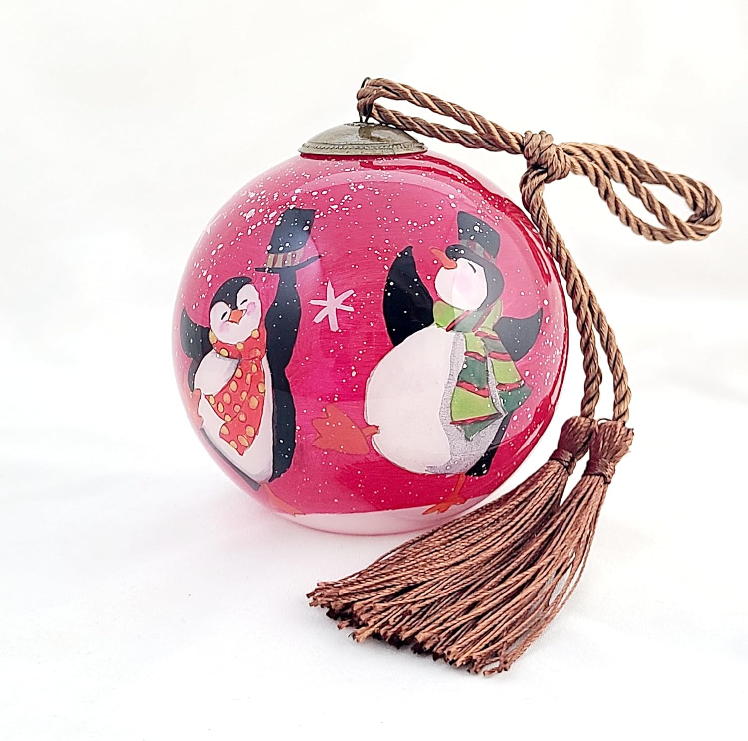 OKEA Snowman Penguin Dance Glass Ornament