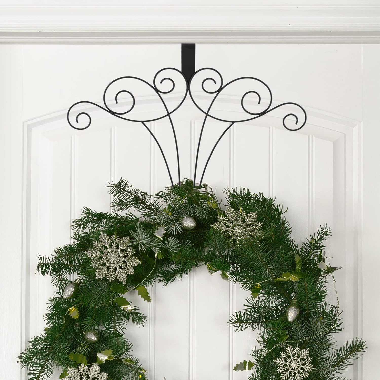 Haute Decor 18-Inch Scrollwork Wreath Hanger Black