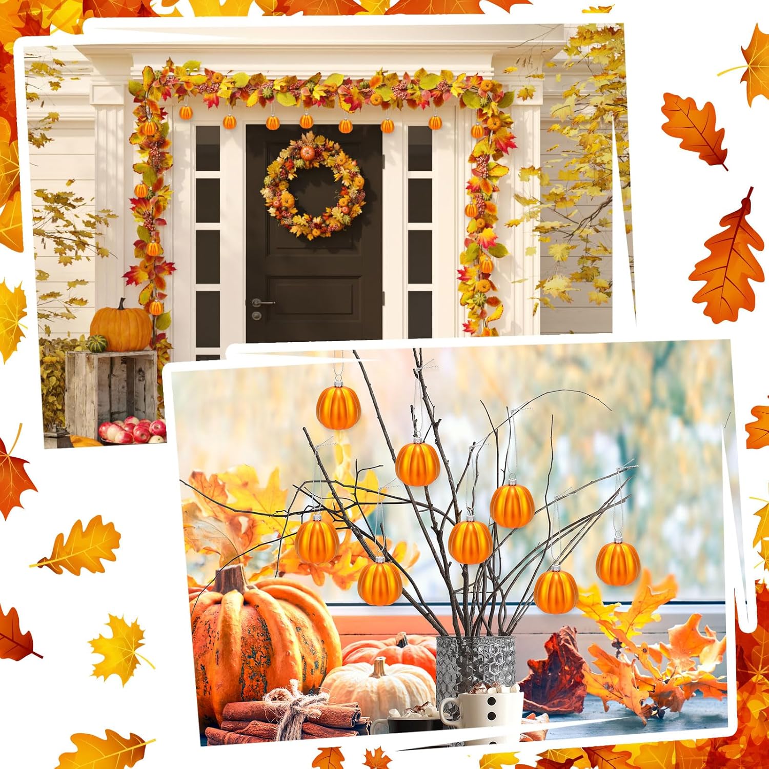 12 Pcs Thanksgiving Pumpkin Hanging Ornament for Fall Decorations