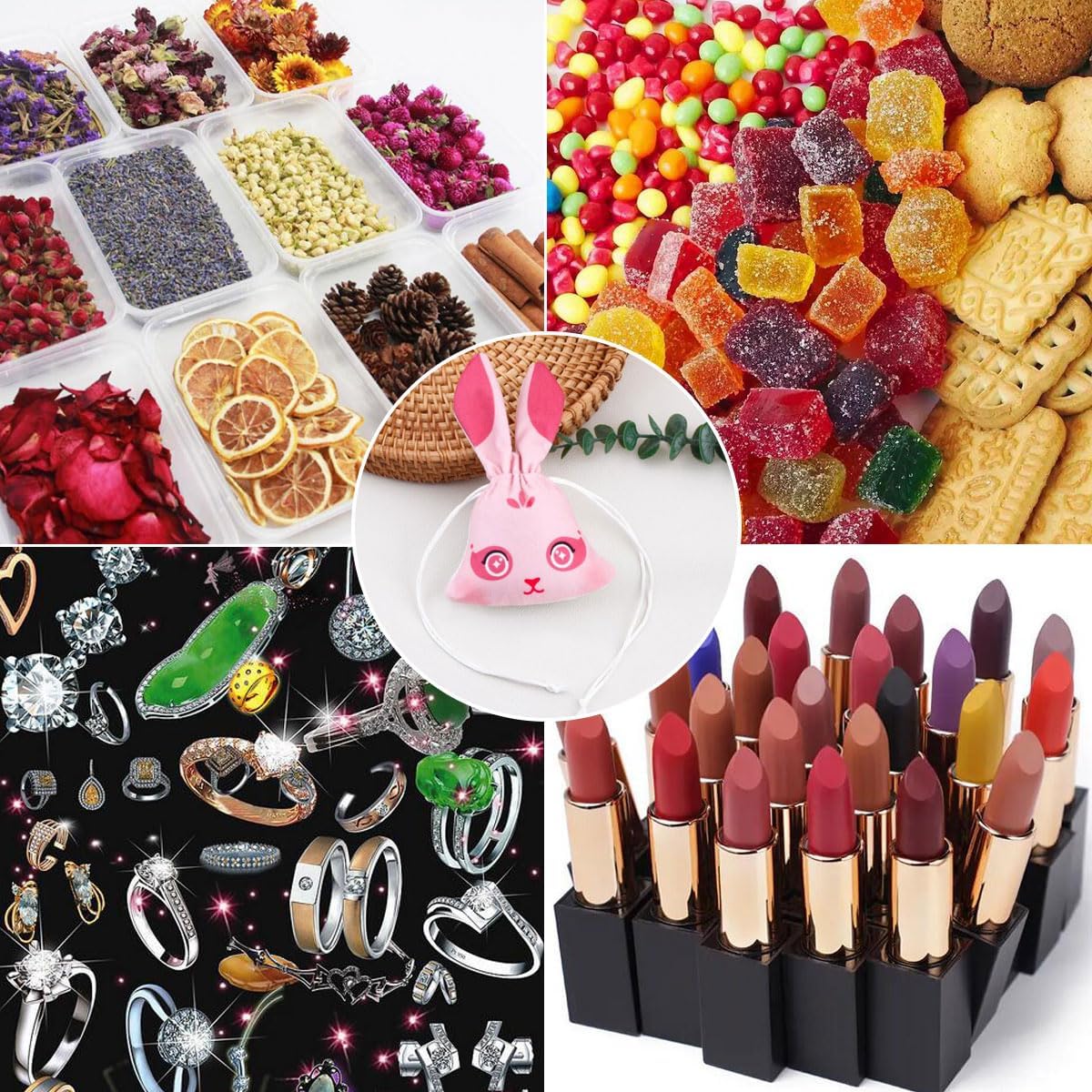 10 Pcs Chinese Rabbit Sachet Bags Velvet Drawstring Gift Pouch Set