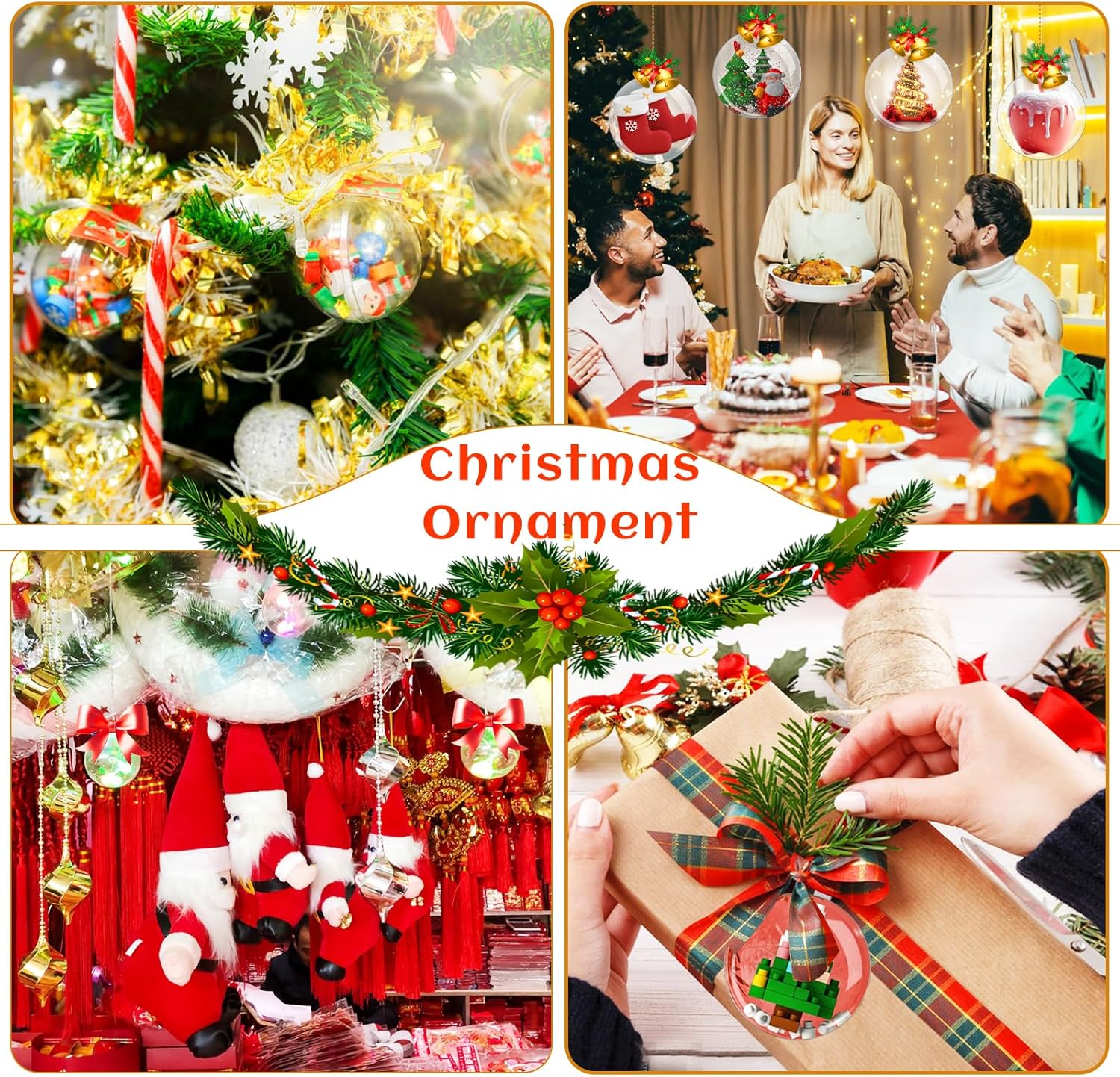 25 Pack Clear Plastic Fillable Ornaments 5 Sizes