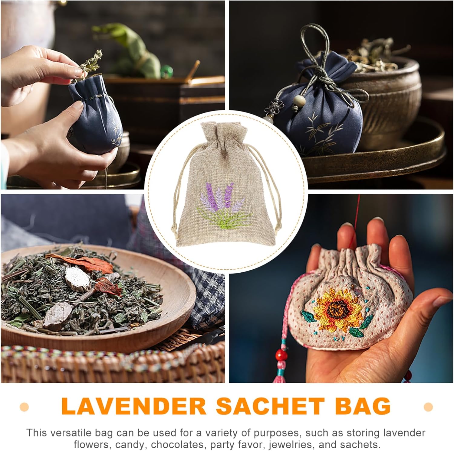 10pcs Reusable Linen Scented Sachet Bags for Home Decor