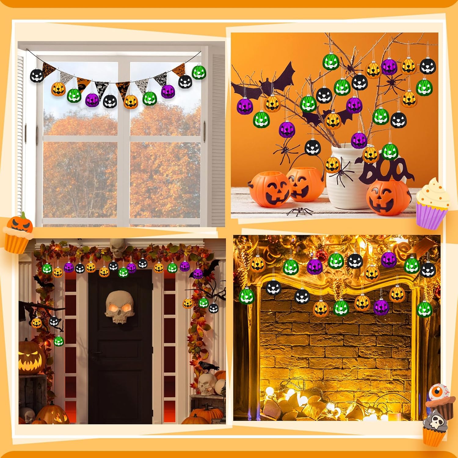 Zhanmai Halloween Pumpkin Hanging Ornaments 12 Pcs Set