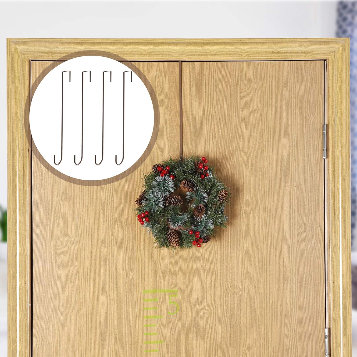 Hotop 15 Inch Door Wreath Hanger Hook Set