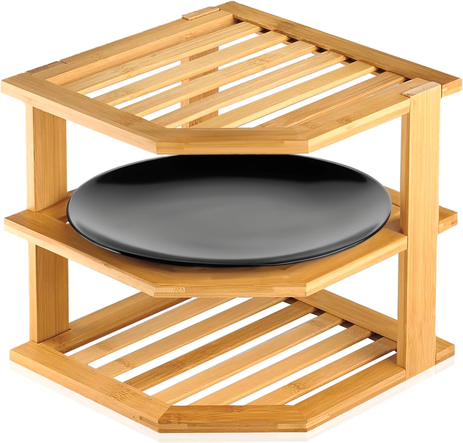 RoyalHouse Bamboo 3-Tier Corner Shelf Organizer