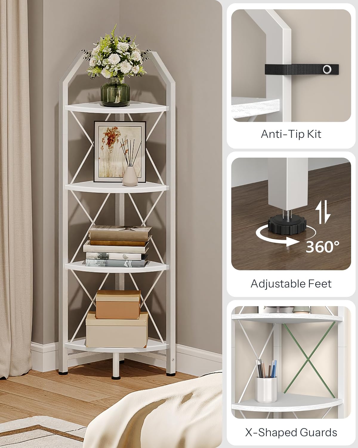 CHOEZON 4-Tier Corner Shelf Display Stand