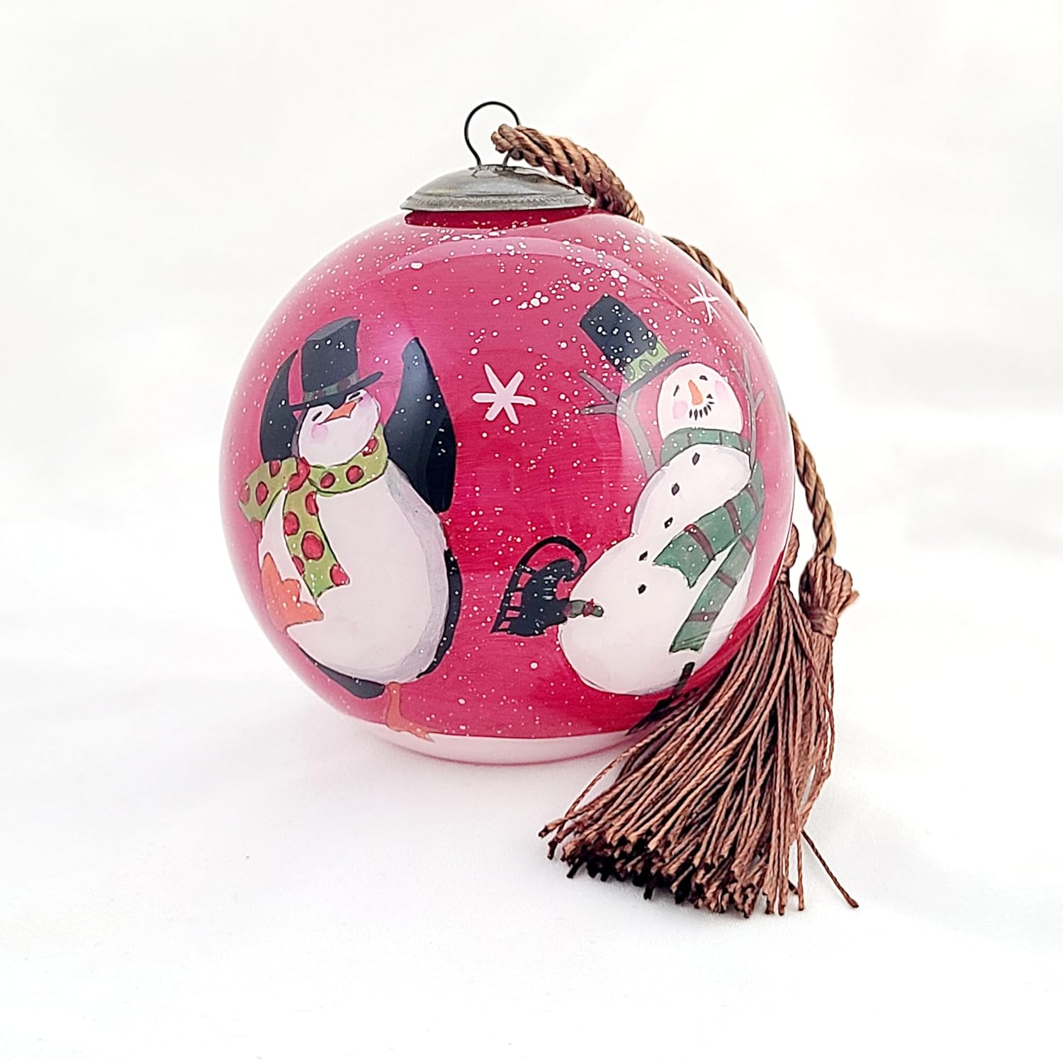 OKEA Snowman Penguin Dance Glass Ornament
