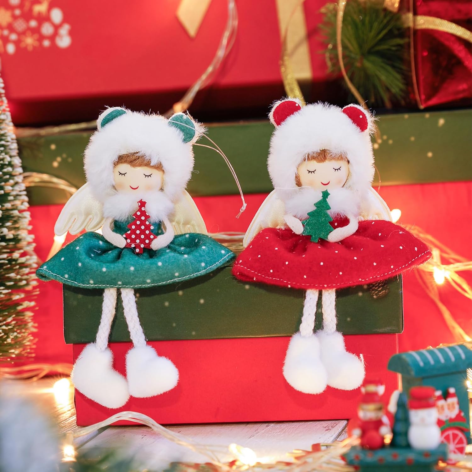 Cute Christmas Angel Ornaments 2Pcs Hanging Decorations